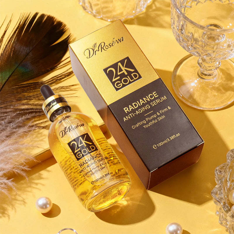 Dr. Roséva Siero Viso Anti-Età  – Oro 24K e Acido Ialuronico | Idratante e Illuminante (100ml)