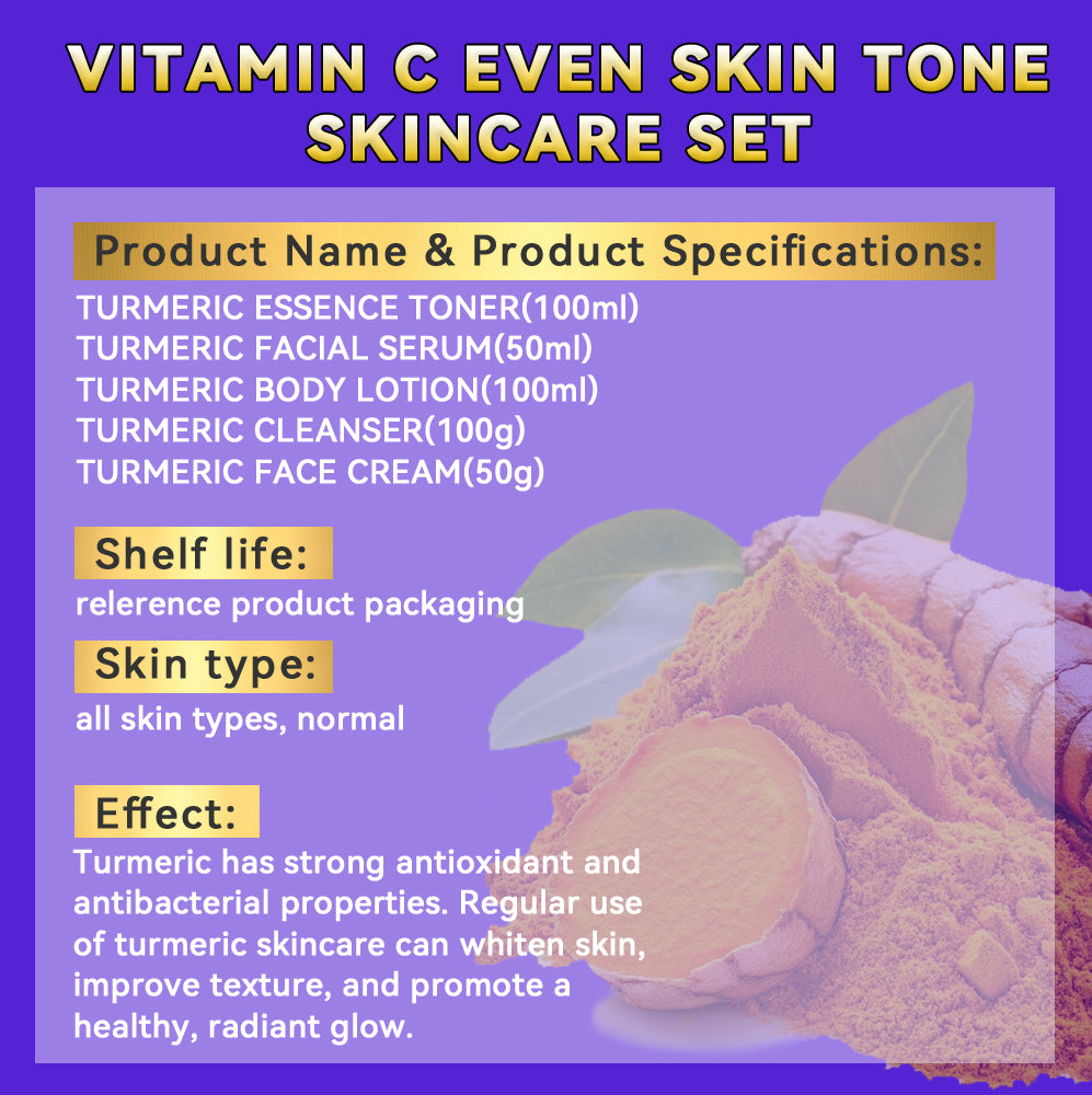 Set DR Rosèva Curcuma & Vitamina C – Kit 5 Pezzi Anti-Età, Illuminante e Anti-Acne