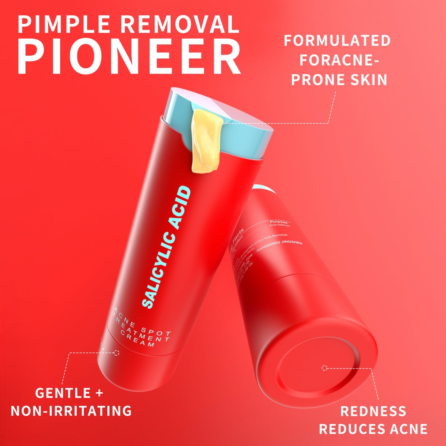 PHOFAY C-S003 Crema Trattamento Acne all'Acido Salicilico – Riduce il Rossore in 4 Ore (30g)