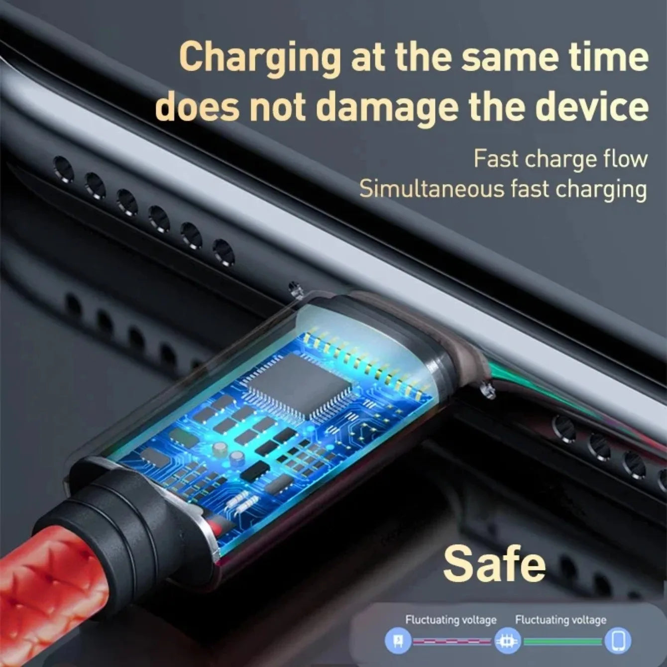 Cavo di Ricarica 3 in 1 Universale - 1.2m, 3A Fast Charge per iPhone, Smartphone Android