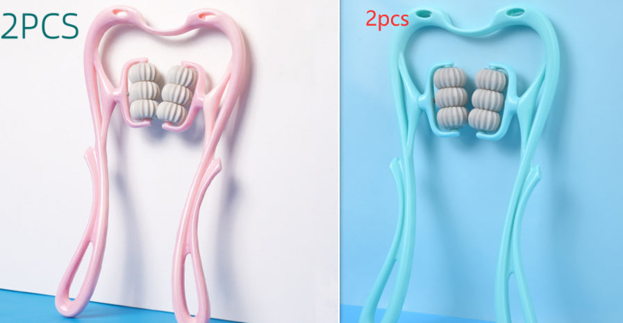 Massaggiatore Cervicale Manuale a 6 Ruote – Strumento Ergonomico "Cigno" per Sollievo Collo e Spalle + Omaggio Pietra Gua Sha in Giada