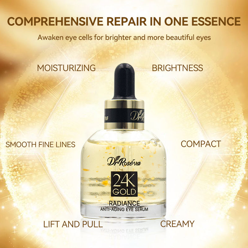 Dr. Roséva Siero Contorno Occhi Anti-Età Oro 24K – Effetto Lifting e Illuminante con Tecnologia a Penetrazione Profonda (30ml)