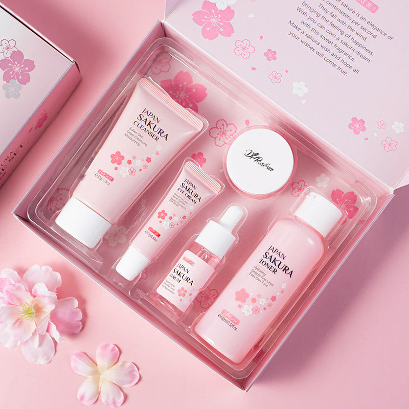 Dr. Roséva Japan Sakura Skin Care Set – Kit Completo 5 Pezzi Anti-Età e Illuminante | Con Fiori di Ciliegio, Vitamina C e Niacinamide