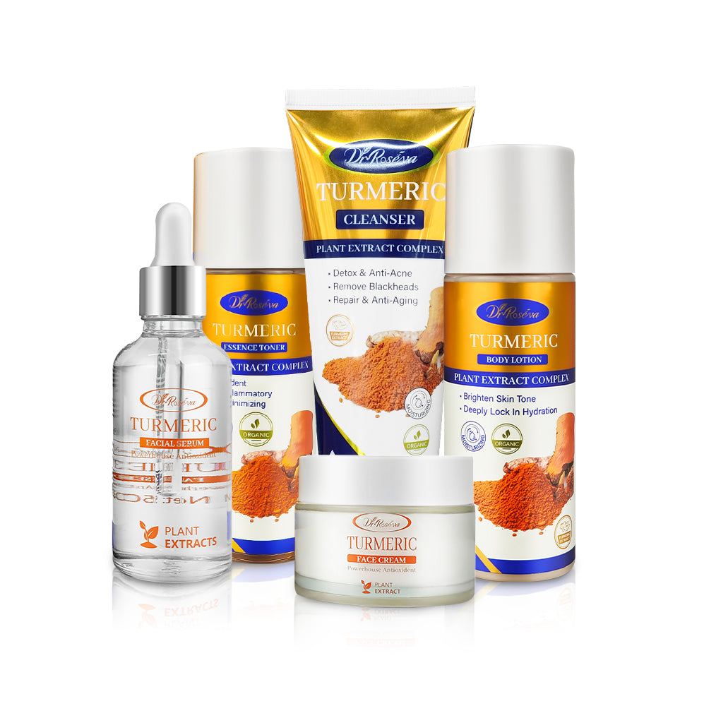 Set DR Rosèva Curcuma & Vitamina C – Kit 5 Pezzi Anti-Età, Illuminante e Anti-Acne