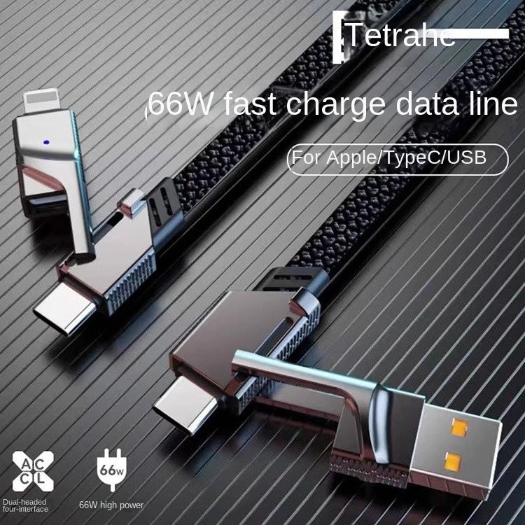 4 in 1 100W PD Fast Charging USB-C to Lightning Cable for MacBook iPhone and Android smartphones
