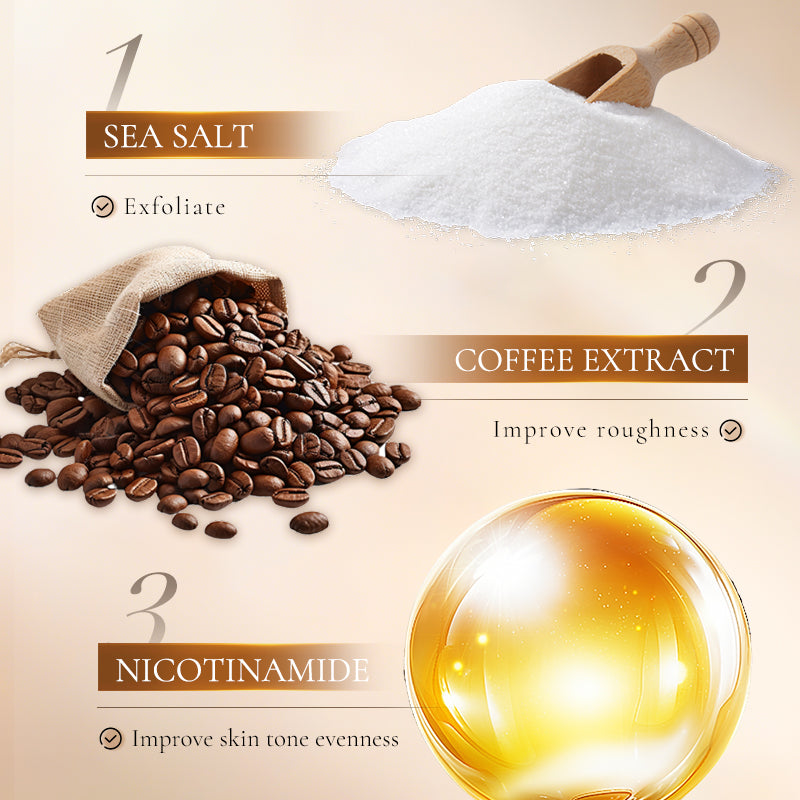 HUNMUI Sea Salt & Coffee Body Scrub (460g) – Esfoliante Corpo Illuminante al Caffè e Sale Marino