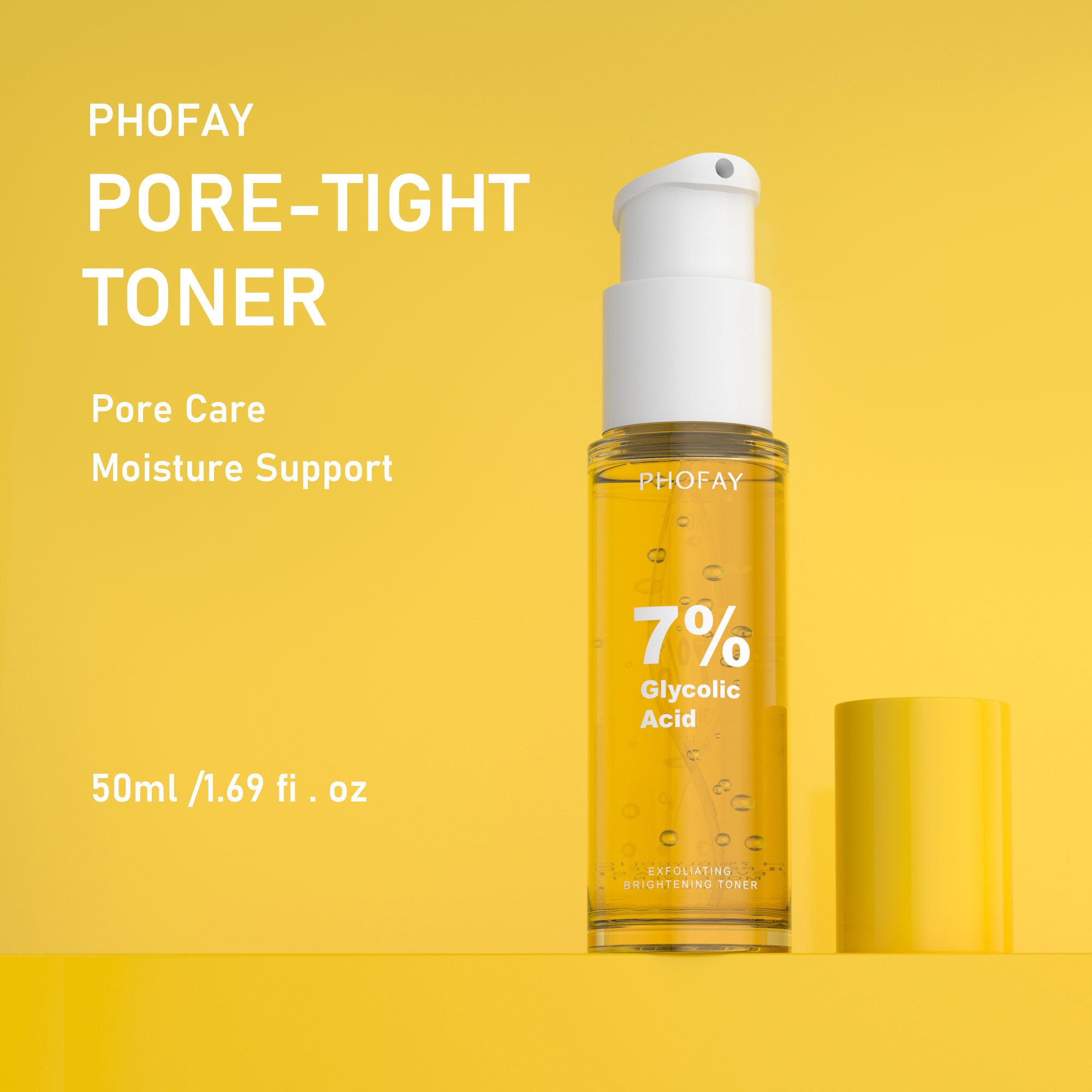 PHOFAY Tonico Esfoliante Illuminante all'Acido Glicolico 7% AHA – Effetto Glow Istantaneo (50ml)