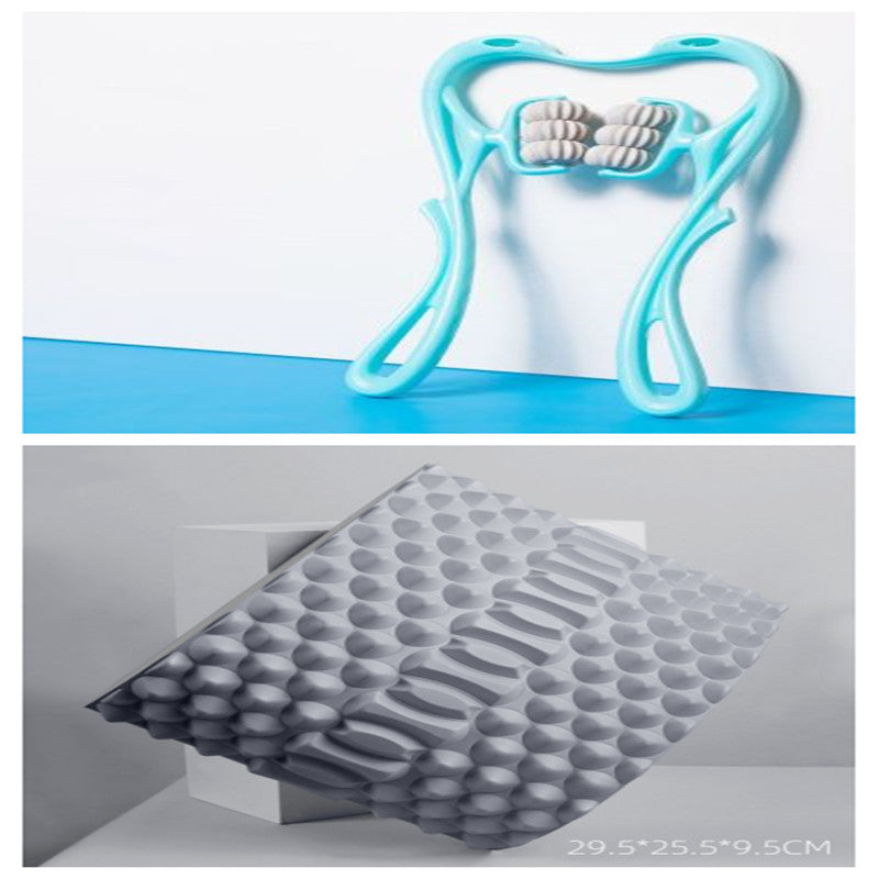 Massaggiatore Cervicale Manuale a 6 Ruote – Strumento Ergonomico "Cigno" per Sollievo Collo e Spalle + Omaggio Pietra Gua Sha in Giada