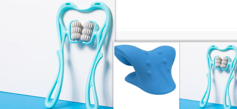 Massaggiatore Cervicale Manuale a 6 Ruote – Strumento Ergonomico "Cigno" per Sollievo Collo e Spalle + Omaggio Pietra Gua Sha in Giada