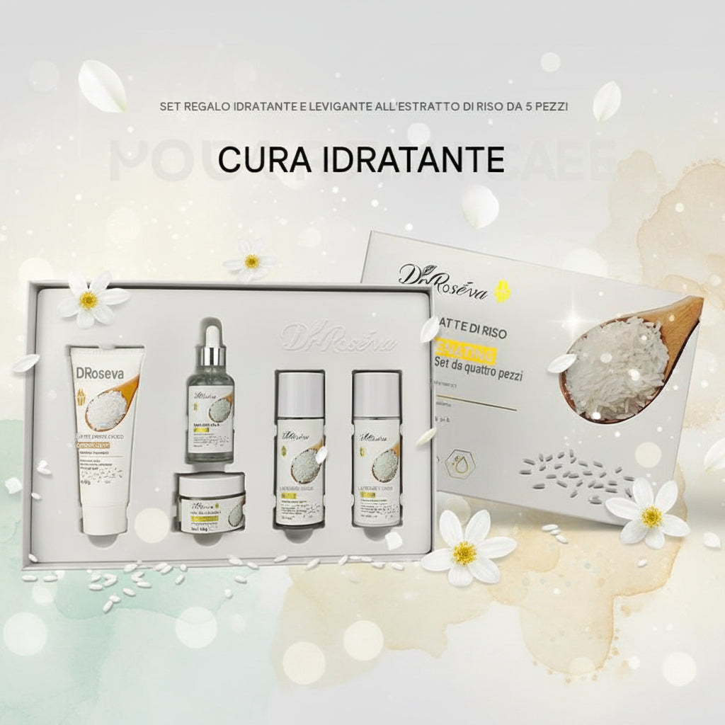 Coffret Cadeau DR. Roseva Rice Milk – Kit Visage 5 Pièces Hydratant et Illuminant à l'Extrait de Riz