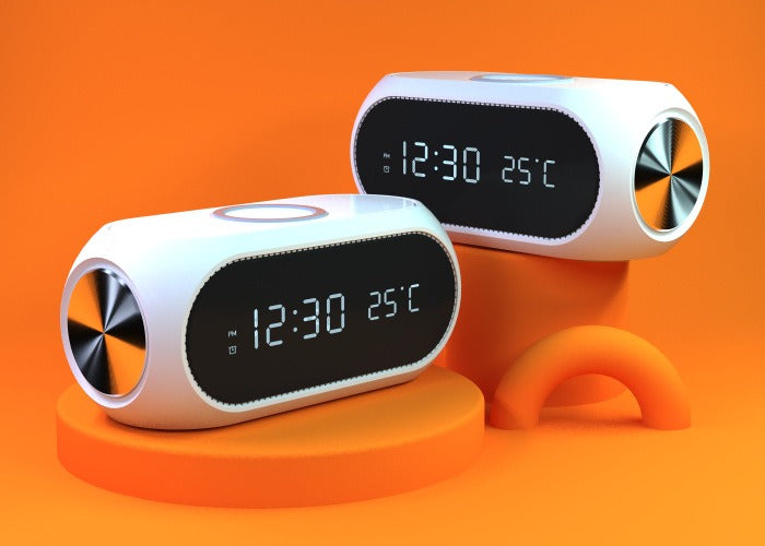 Ricarica Rapida Wireless iPhone e Smartphone Android con Sveglia Digitale LED Termometro