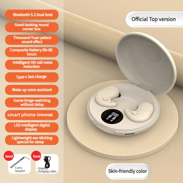 Auricolari Y29 Sleep Buds - Ultrasottili per Sport, Musica, Dormire, Bluetooth 5.3