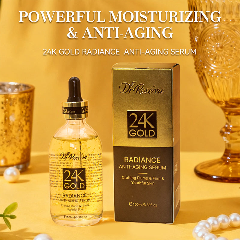 Dr. Roséva Siero Viso Anti-Età  – Oro 24K e Acido Ialuronico | Idratante e Illuminante (100ml)