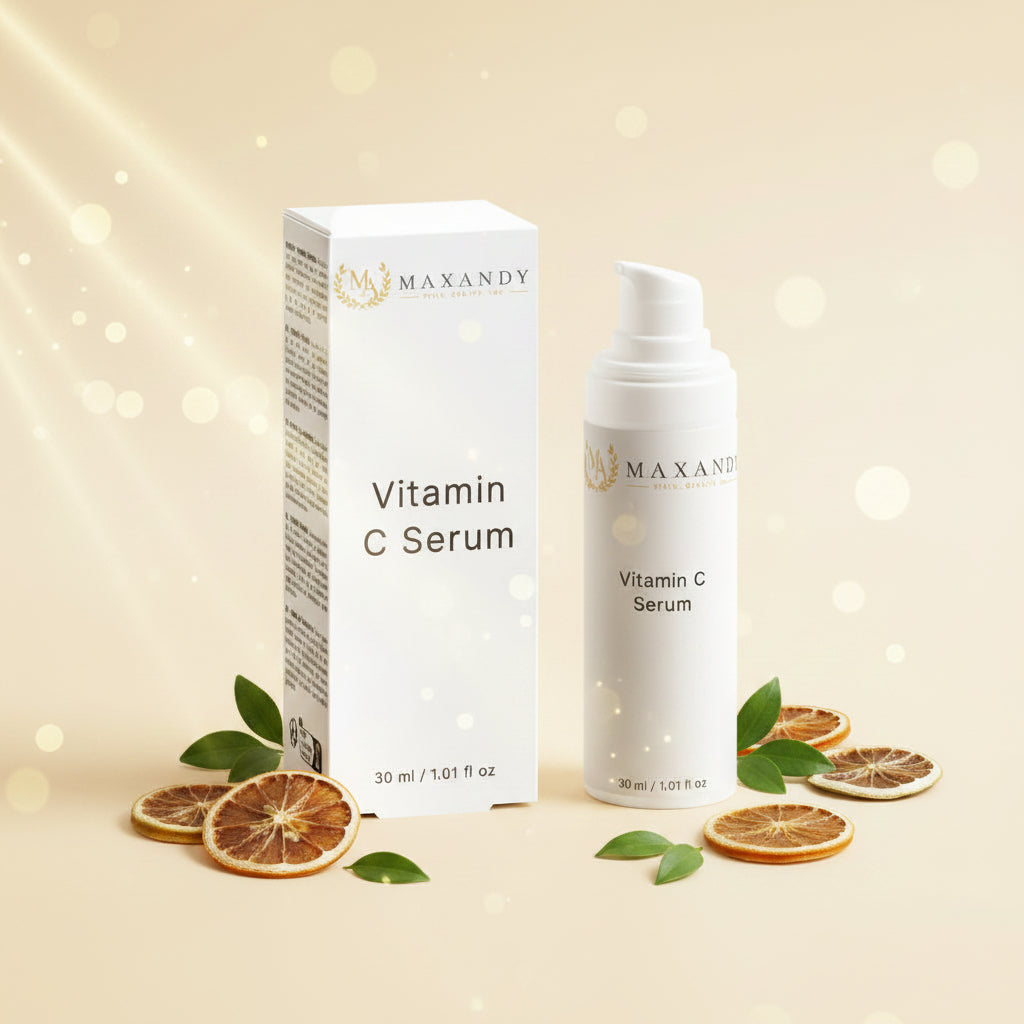 MAXANDY Vitamin C Energising Booster Serum | Siero Viso Illuminante con Vitamina C 2%, Acido Ferulico e Olivello Spinoso