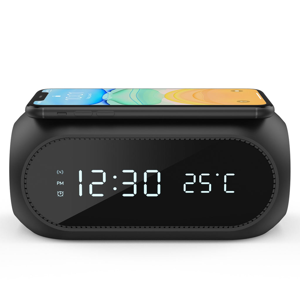 Ricarica Rapida Wireless iPhone e Smartphone Android con Sveglia Digitale LED Termometro