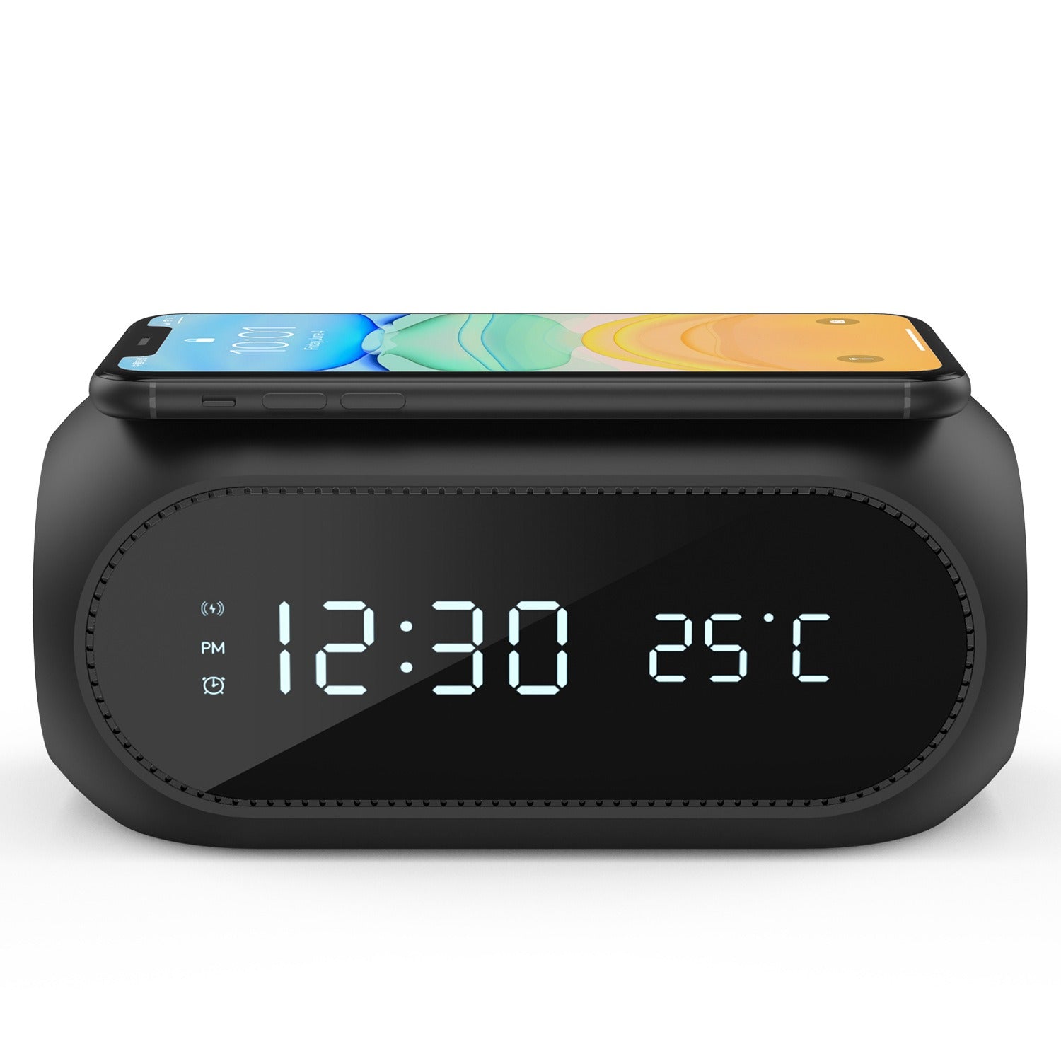 Ricarica Rapida Wireless iPhone e Smartphone Android con Sveglia Digitale LED Termometro