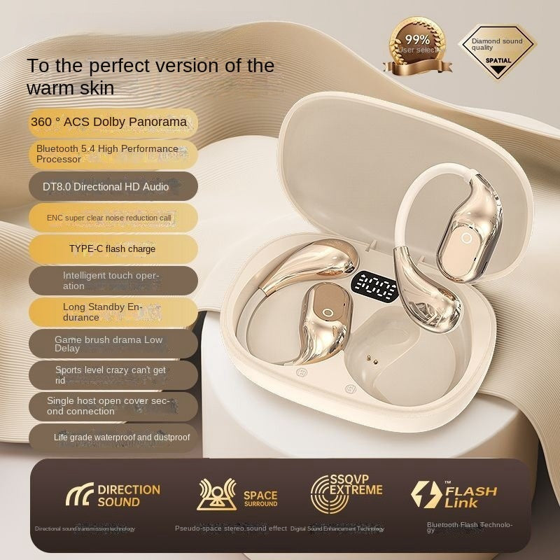 Cuffie Bluetooth 5.4 BS – Auricolari Sportivi Open-Ear con Display Digitale e Luce LED