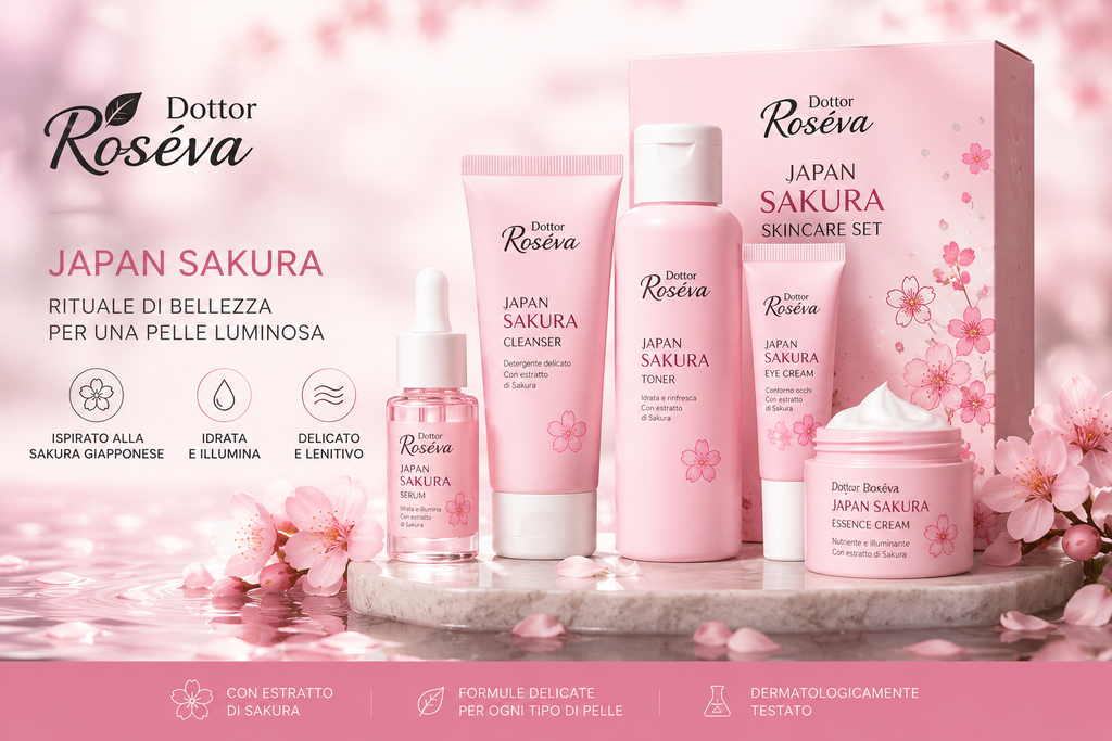 Dr. Roséva Japan Sakura Five-Piece Set | Rituale di Bellezza Completo per una Pelle Radiosa e Anti-Età