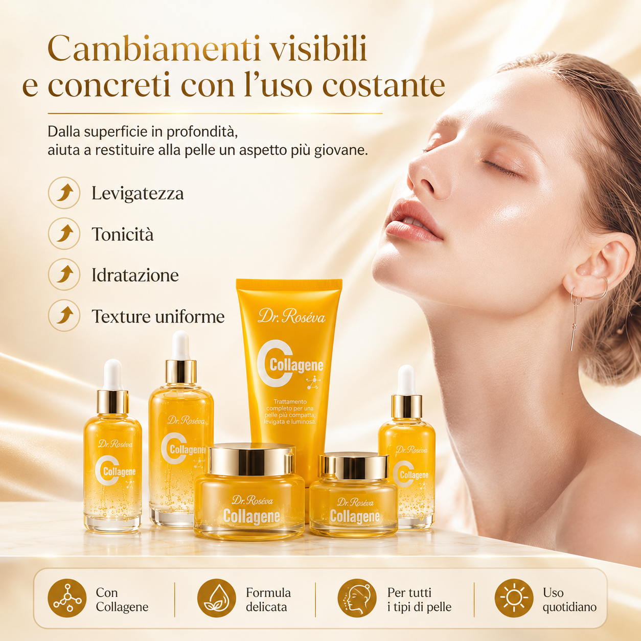 Dr. Roséva Collagen Multi-Effect Super Set – Kit Completo Antiedad, Reafirmante e Iluminador (6 Productos)