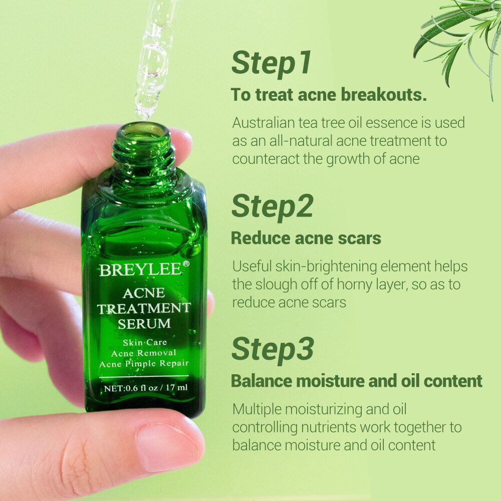 BREYLEE Siero Anti-Acne Potenziato - Trattamento Cicatrici e Pori al Tea Tree (17ml)