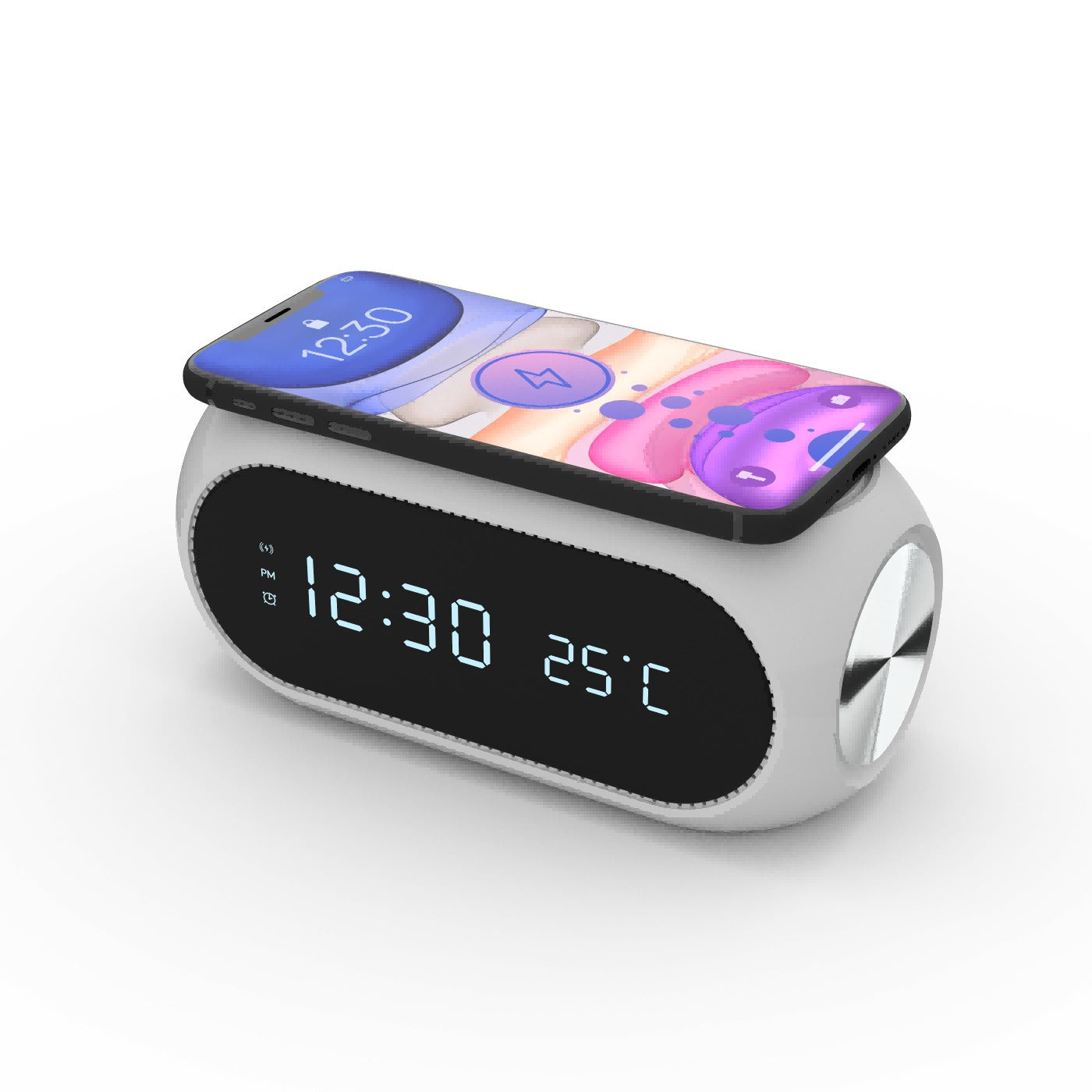 Ricarica Rapida Wireless iPhone e Smartphone Android con Sveglia Digitale LED Termometro