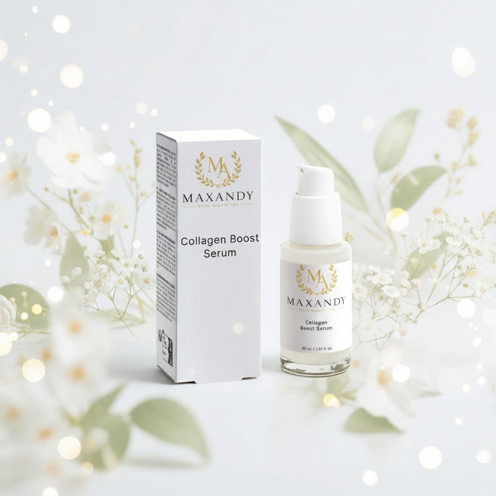 MAXANDY Collagen Boost Serum | Siero Viso Idratante Anti-Età con Acido Ialuronico e Sodium PCA per Pelle Rimpolpata