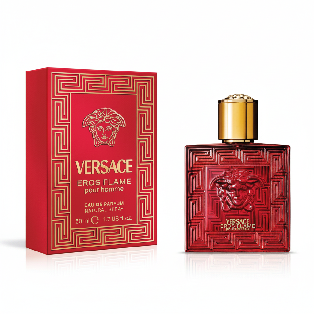 Versace Eros Flame Eau de Parfum 50 ml (EDP) | Profumo Uomo Legnoso, Speziato e Passionale