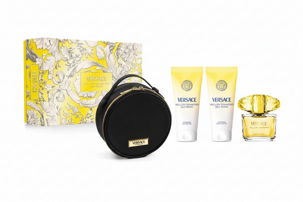 Versace Yellow Diamond Eau de Toilette 90 ml (EDT) | Profumo Donna Floreale e Luminoso + Cofanetto 4 Pezzi