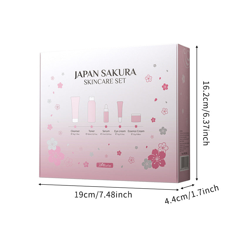 Dr. Roséva Japan Sakura Skin Care Set – Kit Completo 5 Pezzi Anti-Età e Illuminante | Con Fiori di Ciliegio, Vitamina C e Niacinamide