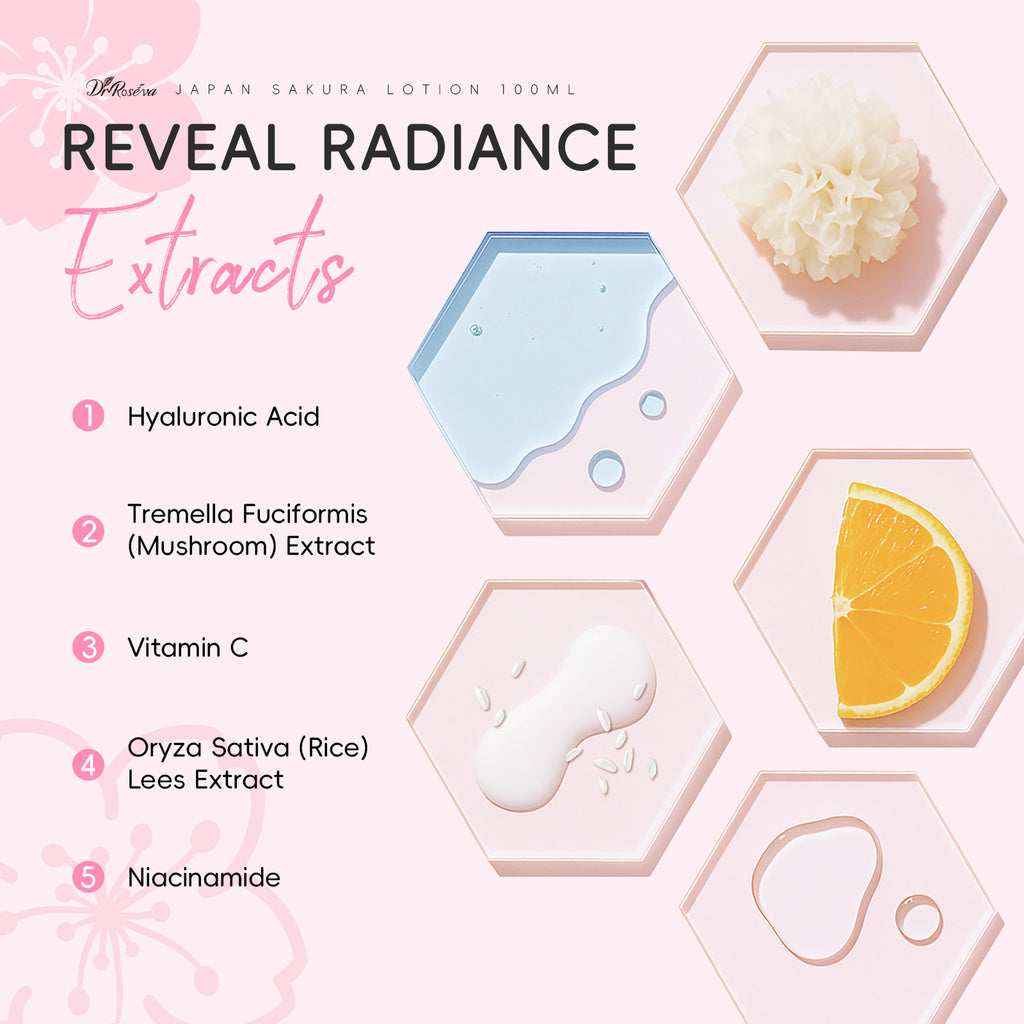 Dr. Roséva Japan Sakura Lotion – Lozione Viso Illuminante ai Fiori di Ciliegio, Vitamina C e Niacinamide (100ml)