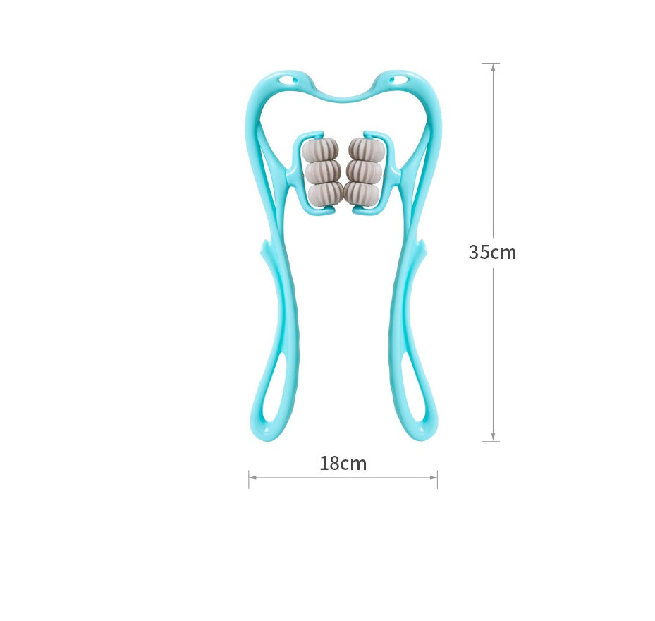Masajeador Cervical Manual de 6 Ruedas – Herramienta Ergonómica "Cisne" para Alivio de Cuello y Hombros + Regalo Piedra Gua Sha de Jade