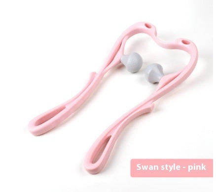 Massaggiatore Cervicale Manuale a 6 Ruote – Strumento Ergonomico "Cigno" per Sollievo Collo e Spalle + Omaggio Pietra Gua Sha in Giada