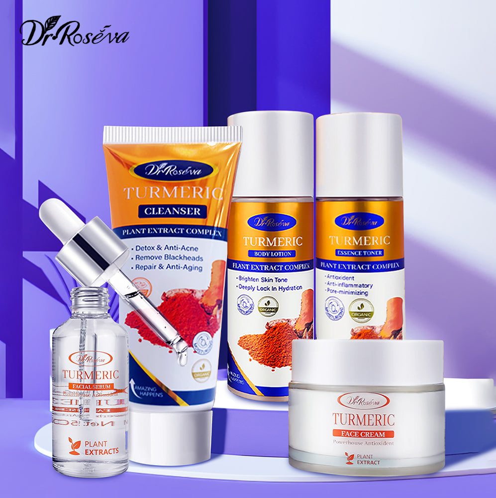 Set DR Rosèva Curcuma & Vitamina C – Kit 5 Pezzi Anti-Età, Illuminante e Anti-Acne
