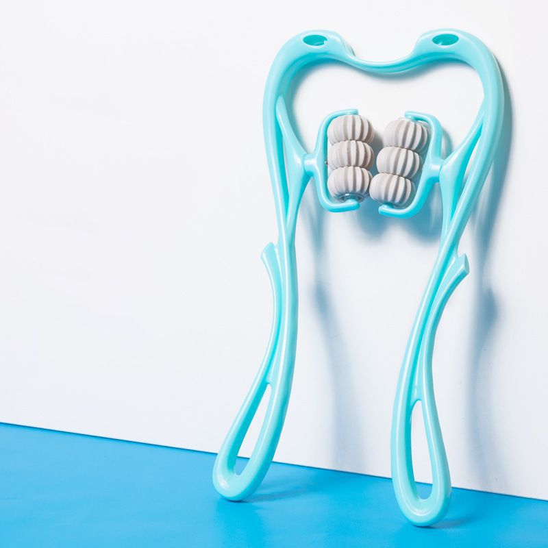 Massaggiatore Cervicale Manuale a 6 Ruote – Strumento Ergonomico "Cigno" per Sollievo Collo e Spalle + Omaggio Pietra Gua Sha in Giada