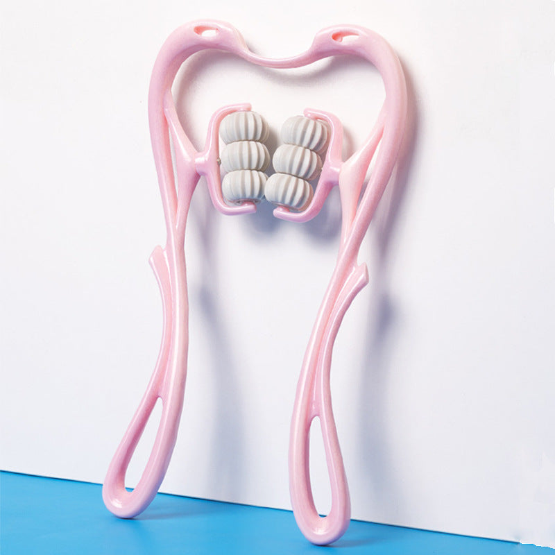 Massaggiatore Cervicale Manuale a 6 Ruote – Strumento Ergonomico "Cigno" per Sollievo Collo e Spalle + Omaggio Pietra Gua Sha in Giada