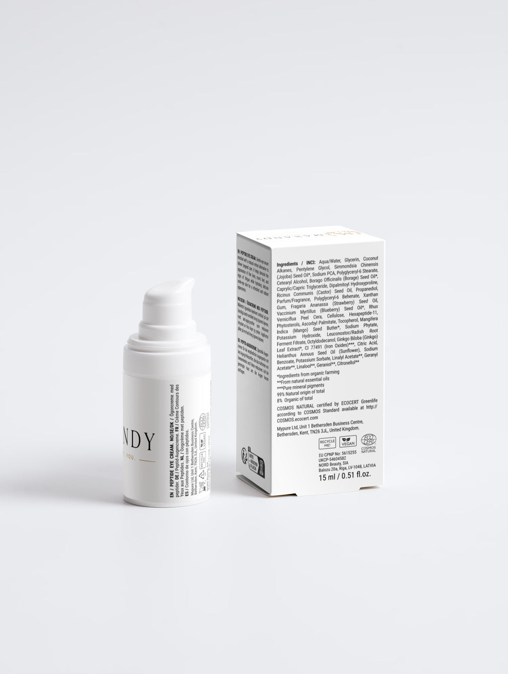Maxandy Peptide Age-Defying Eye Cream | Crema Contorno Occhi Anti-Età con Peptidi, Vitamina C e Vitamina E